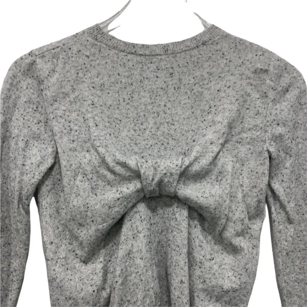 COS Kids Size 6 - 8 y Wool Sweater Gray Back‎ Bow Marled Round Neck